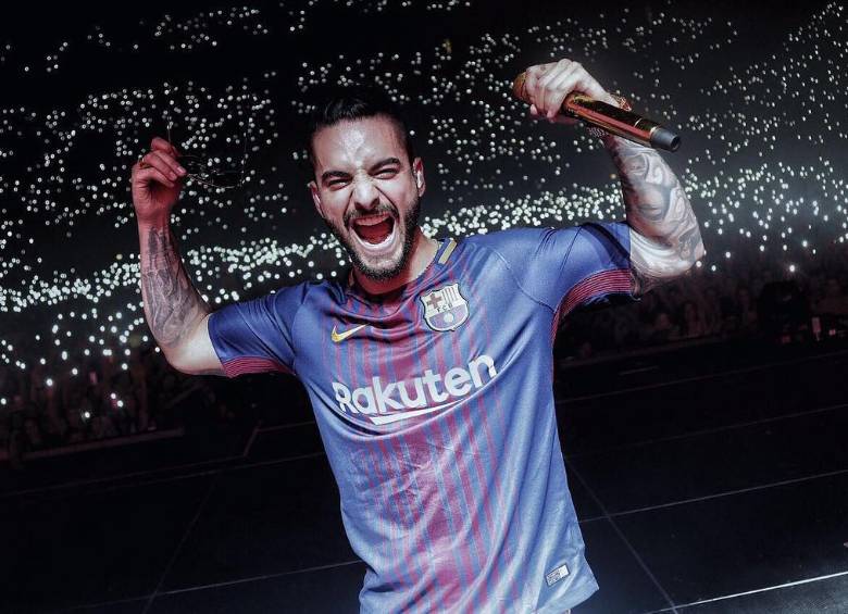 Maluma se puso la camiseta del Barca para el concierto. FOTO: @Maluma