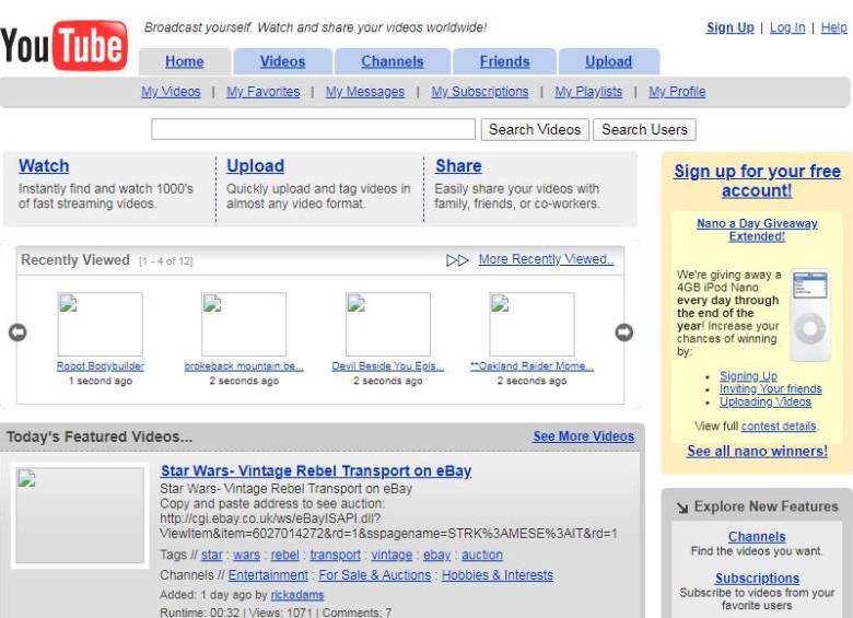 Así se veía el sitio web el 4 de enero de 2006. Foto: Captura de pantalla Internet Archive