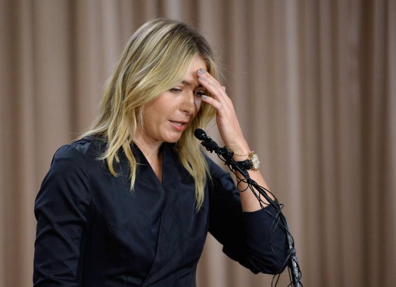 María Sharapova, el día en que citó a una rueda de prensa en Los Ángeles para confirmar su positivo. FOTO afp