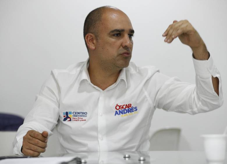 Óscar Andrés Pérez, candidato a la Alcaldía de Bello por el Centro Democrático. Foto Manuel Saldarriaga Quintero