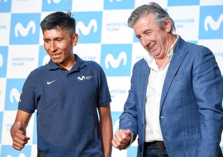 Nairo Quintana corrió cinco temporadas con el Movistar. FOTO AFP