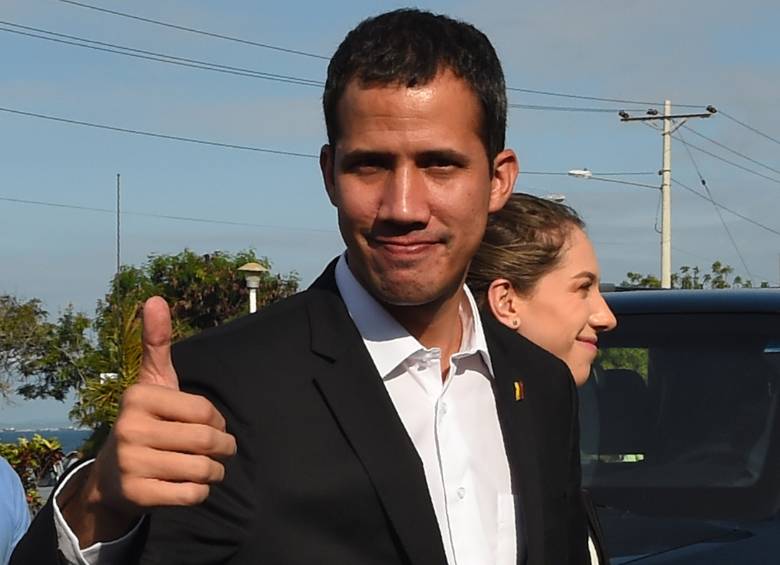 Juan Guaidó en Ecuador, donde se reunió con el presidente de ese país, Lenin Moreno. FOTO: AFP
