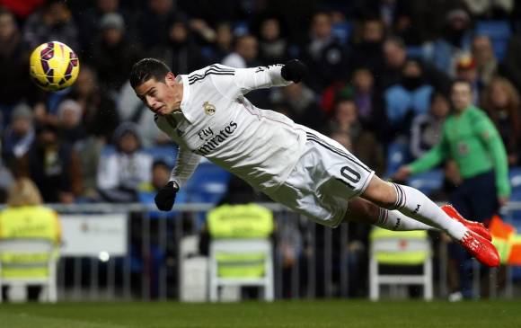 La acción del primer gol del Real Madrid anotado por el colombiano. FOTO REUTERS