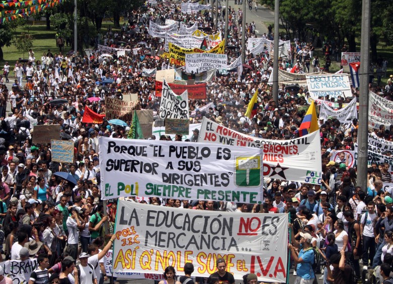 Estudiantes de las 32 universidad públicas saldrán a las calles de Colombia exigiendo recursos. FOTO robinson sáenz