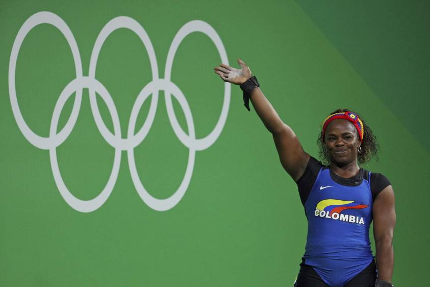 La chocoana Ubaldina Valoyes cerró la exitosa participación de la Selección Colombia de pesas en los Juegos Olímpicos Rio. FOTO REUTERS
