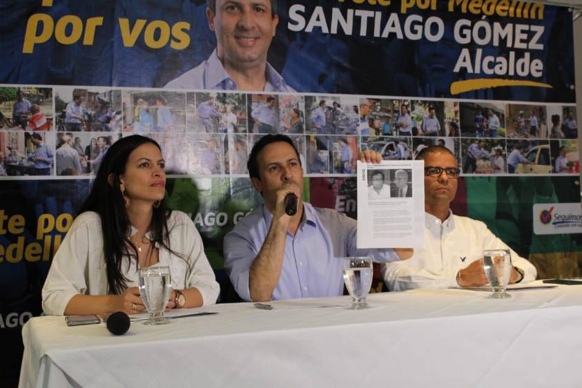 El candidato a la Alcaldía de Medellín por el movimiento “Seguimos Contando con Vos” Santiago Gómez, afirmó que no quiere más noticias que lleven a que Medellín este polarizada. FOTO Cortesía