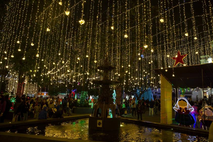 Envigado encendió hoy miércoles 18 de noviembre su alumbrado navideño, convirtiéndose en el primer municipio de Área Metropolitana en iluminar de colores sus calle y parques. Foto: Esteban Venegas.
