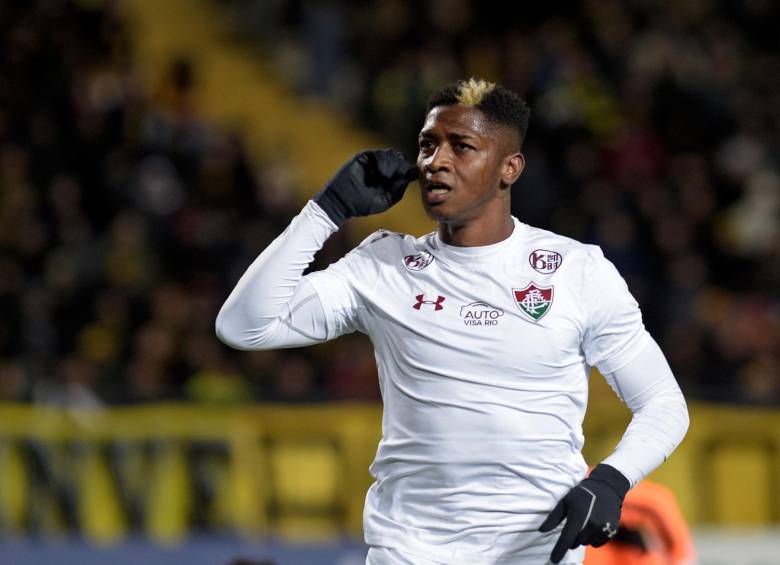 El delantero antioqueño se volvió a reportar con goles, esta vez por la Copa Sudamericana, para darle el triunfo a su equipo, en condición de visitante ante Peñarol. FOTO: AFP.