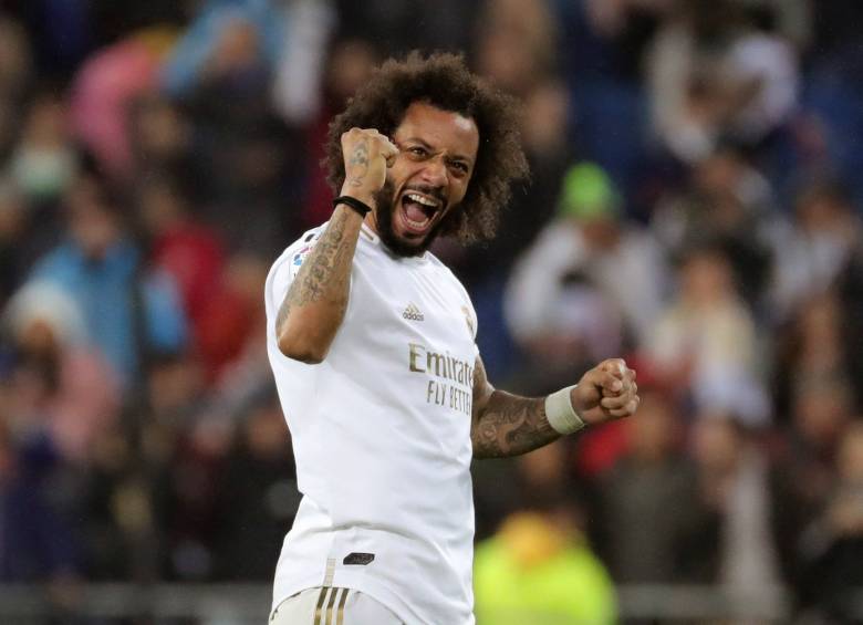 Marcelo y su festejo tras vencer al Barcelona. FOTO EFE