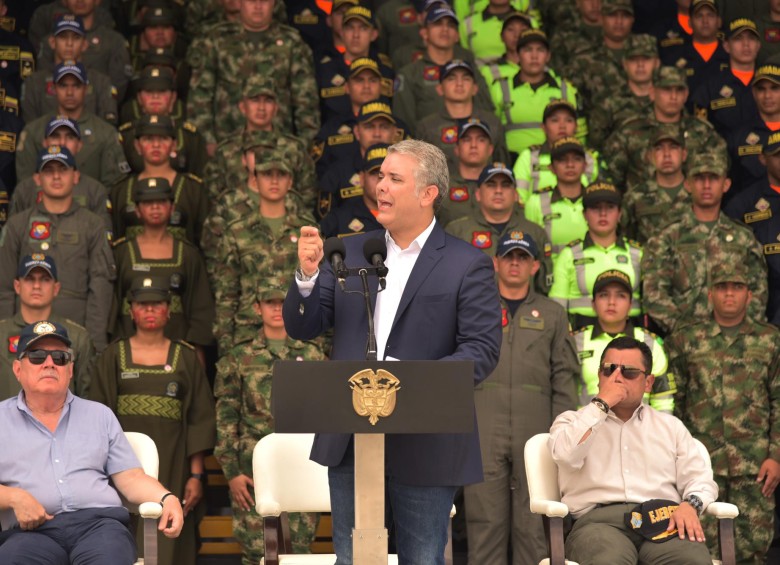 El presidente Iván Duque presentó la Política de Seguridad y Defensa en el Fuerte de Tolemaida. FOTO Cortesía Presidencia