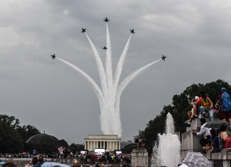 Donald Trump mencionó la posibilidad de una celebración militar como la de este jueves en Washington (foto) desde 2017, cuando asistió al desfile del Día de la Bastilla en Francia. FOTO afp