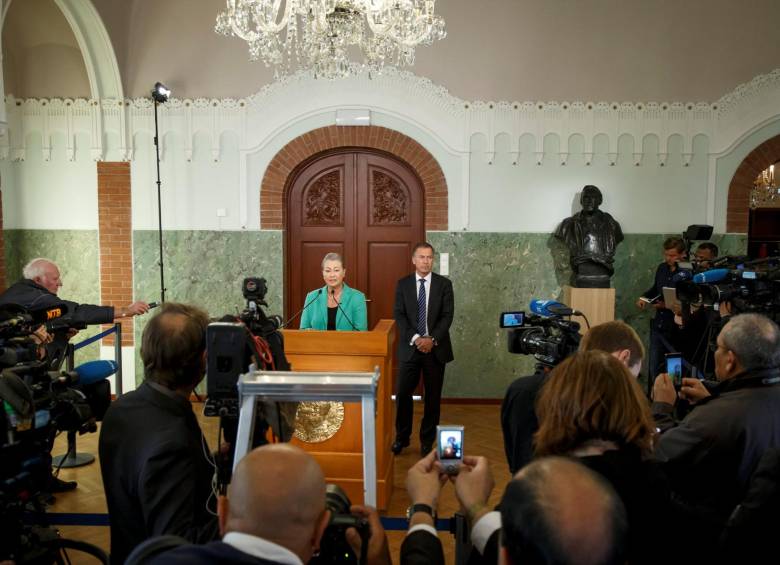 Kaci Kullman anunció el premio Nobel de Paz de 2016. FOTO REUTERS