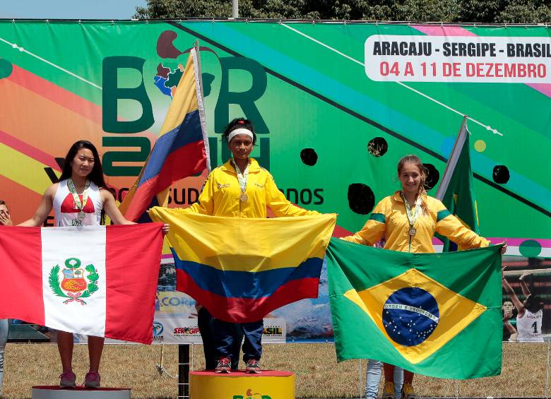 La atleta paisa Juliet Mena fue oro en martillo. FOTO cortesía