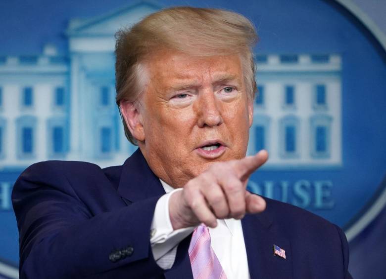 Donald Trump durante el anuncio de vigilancia en el Caribe. FOTO: AFP