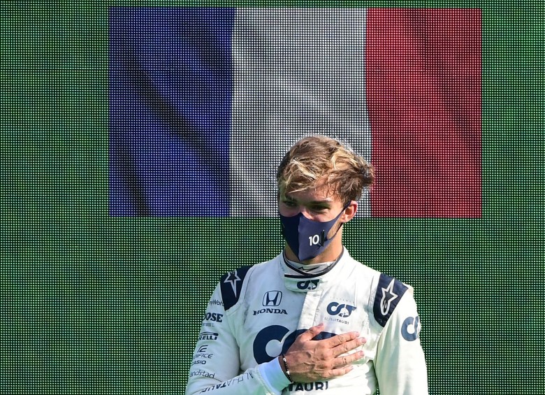 El francés Pierre Gasly celebra su triunfo en el Gran Premio de Italia. FOTO AFP