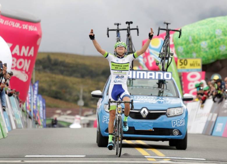 Miguel Ángel Reyes, ganador en Las Letras y rey de la montaña en la Vuelta a Colombia. FOTO cortesía Fedeciclismo
