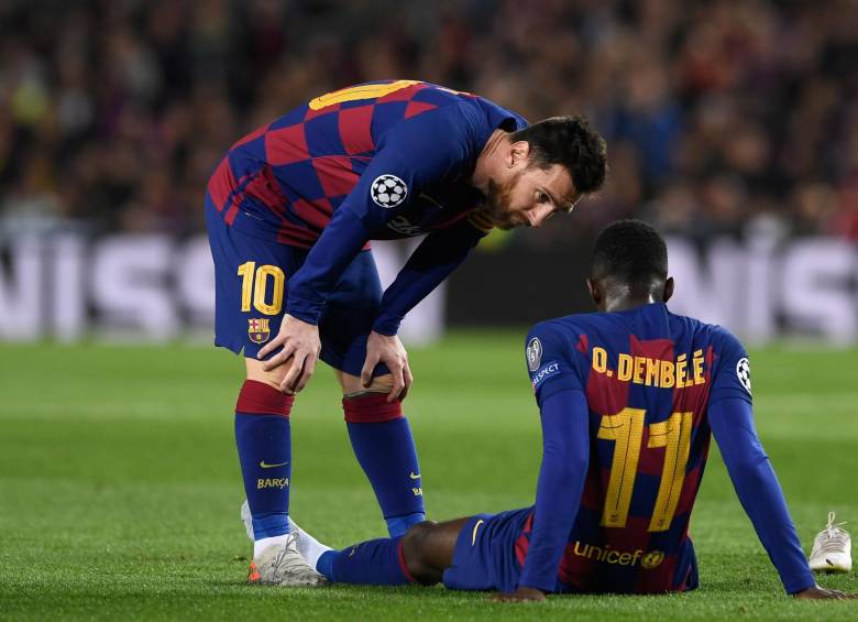 Messi y Dembelé. Foto AFP