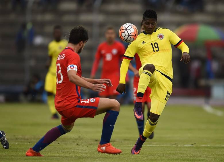 Jorge Obregón, delantero de la Selección Colombia que se metió la hexagonal final del Suramericano sub-20 en Ecuador. FOTO AFP