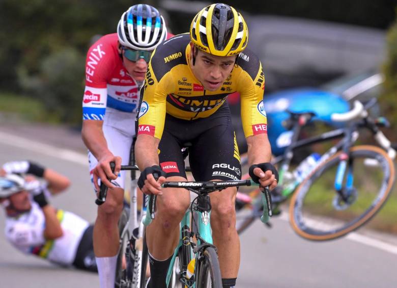 La fuerte caída de Julian Alaphilippe en el Tour de Flandes