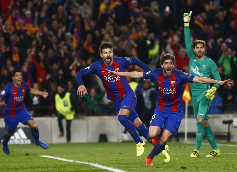 Sergi Roberto enloqueció el Camp Nou, con un gol histórico porque sirvió para una remontada del Barcelona 6-1 al PSG. FOTO efe