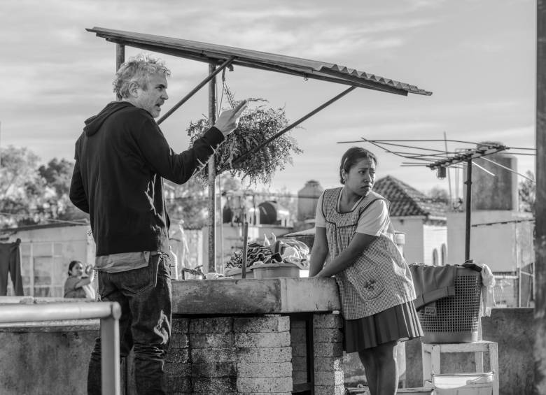 El director Alfonso Cuarón junto a la protagonista Yalitza Palacio. CORTESÍA NETFLIX.
