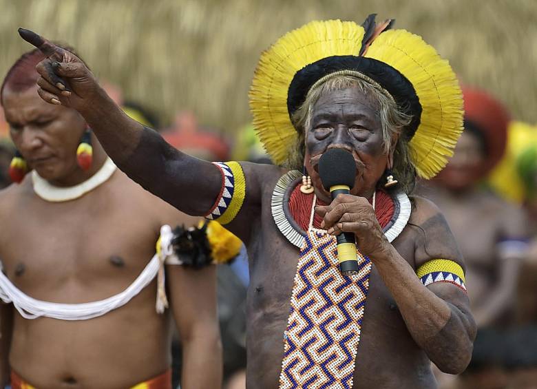 El líder indígena Cacique Raoni Metuktire, de la tribu Kayapo. FOTO: AFP