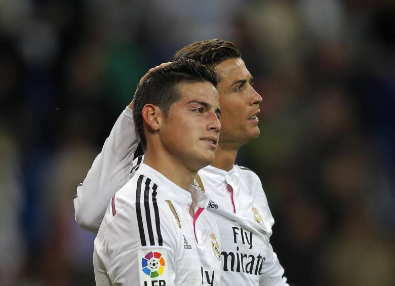 James Rodríguez y Cristiano Ronaldo siguen formando una sociedad productiva para el Real Madrid en España. FOTO AP
