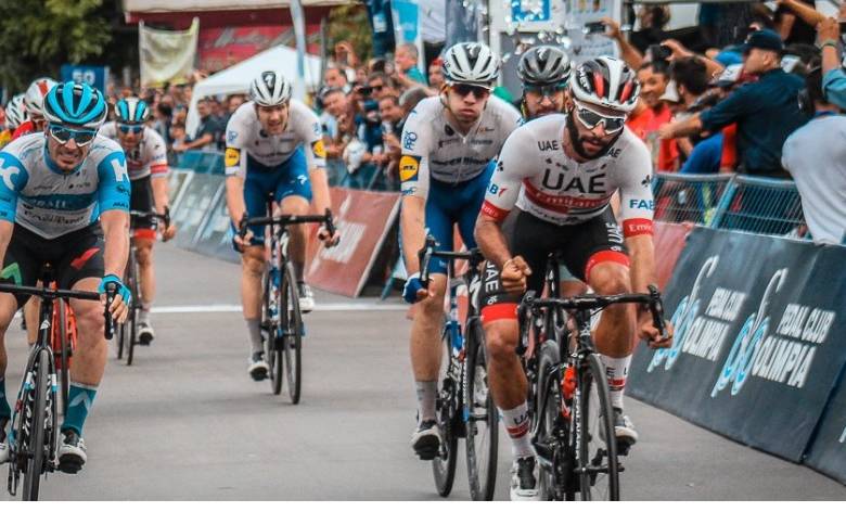 Fernando Gaviria y un nuevo festejo, este miércoles, en San Juan. FOTO @VueltaaSanJuan