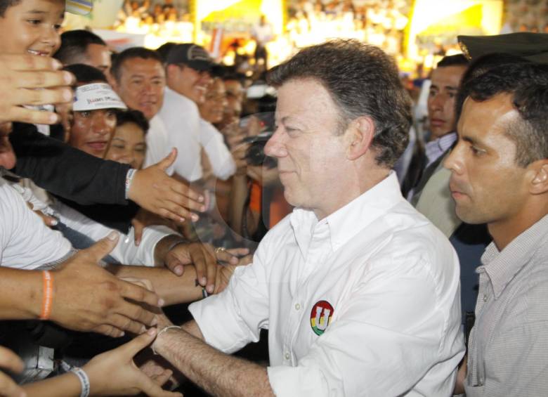 Juan Manuel Santos durante su primera campaña presidencial en 2010. FOTO DAVID SÁNCHEZ MEJÍA