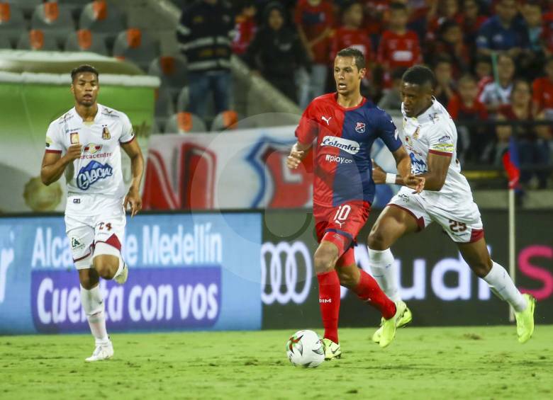 DIM se enfrentará en el grupo A a Tolima, equipo con el que ya se enfrentó al inicio de la Liga. Empataron 2-2. FOTO EDWIN BUSTAMANTE