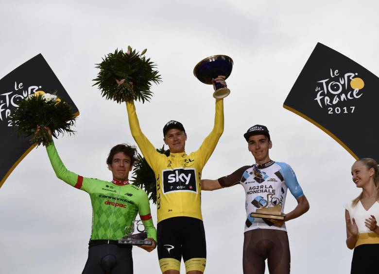 Podio del Tour de Francia 2017. FOTO AFP