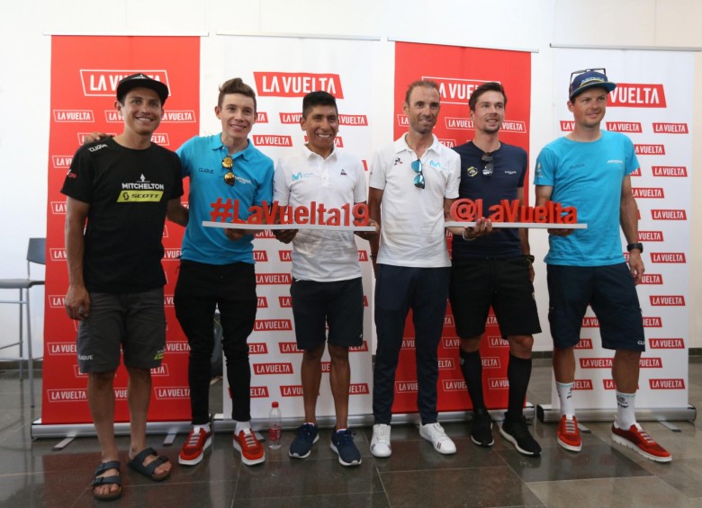 Chaves, López, Quintana, Valverde, Roglic y Fuglsang. FOTO EFE