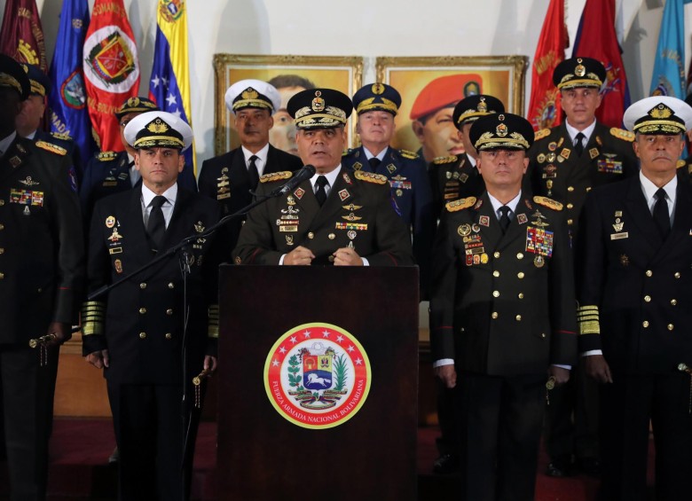 Cúpula militar de Venezuela encabezado por el general Vladimir Padrino López. FOTO: EFE 