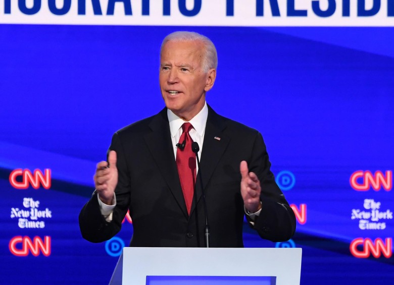 Joe Biden en el debate demócrata. FOTO AFP