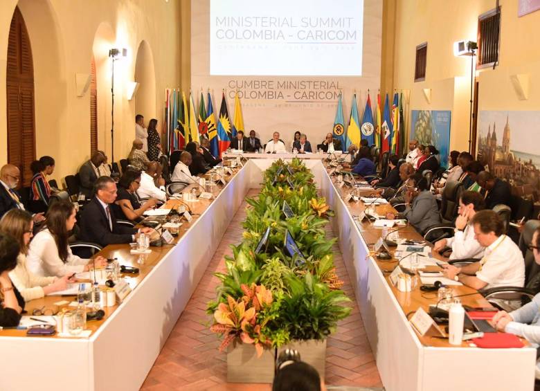 Intervención del canciller presidente de la República, Iván Duque, en la Cumbre Caricom. Foto: Colprensa