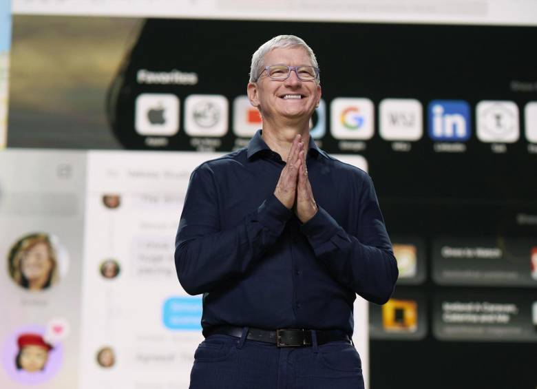 Tim Cook, CEO de Apple en la conferencia online. FOTO Efe