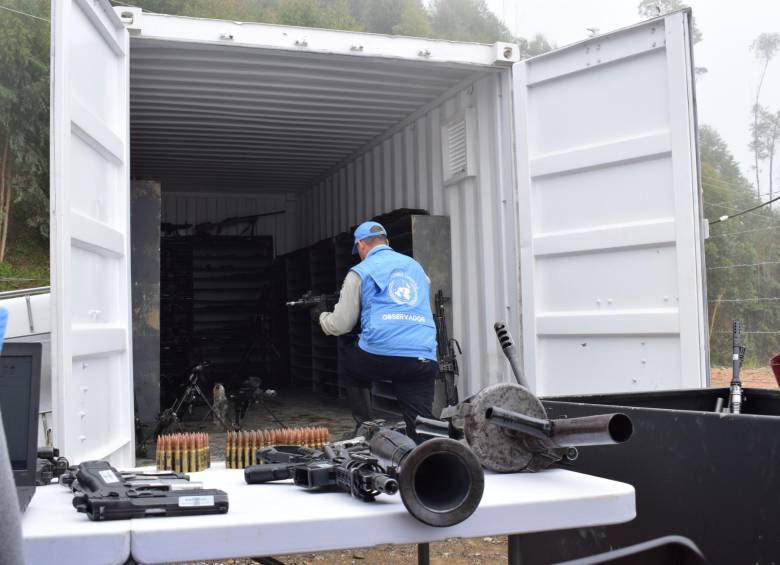 La ONU anunció que ya ha destruido más del 90% de las armas que eran de las Farc. FOTO EFE