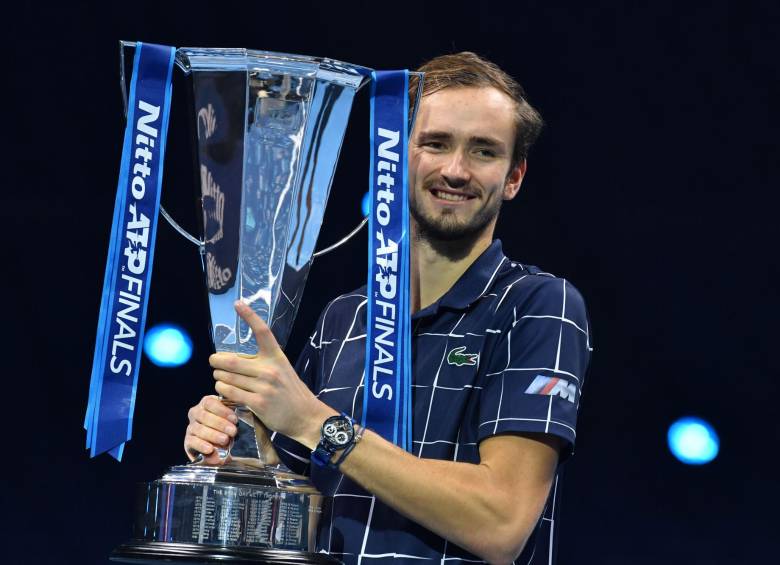 El ruso, Daniil Serguéyevich Medvédev, de 24 años de edad, se consagró campeón del Torneo de Maestros en Londres. FOTO AFP