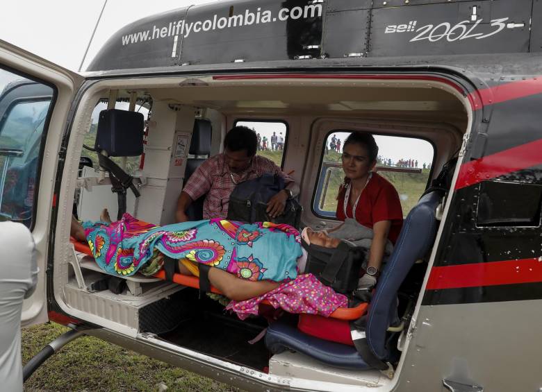 40 minutos de vuelo en helicóptero le ahorraron a la paciente 12 horas de viaje por tierra. FOTO ESTEBAN VANEGAS