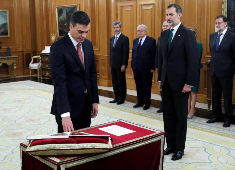 Así fue la posesión de Sánchez en el Palacio de la Zarzuela. FOTO AFP