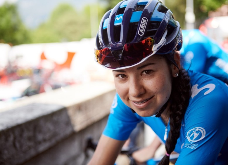 Paula Patiño llegó a la máxima categoría del ciclismo en 2019 gracias a Movistar. Suma 3 top-10 en 2019. FOTO CORTESÍA