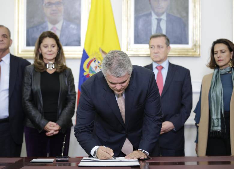 Presidente Iván Duque durante la radicación del proyecto del Plan Nacional de Desarrollo 2018 - 2022 el pasado 6 de febrero. FOTO: COLPRENSA