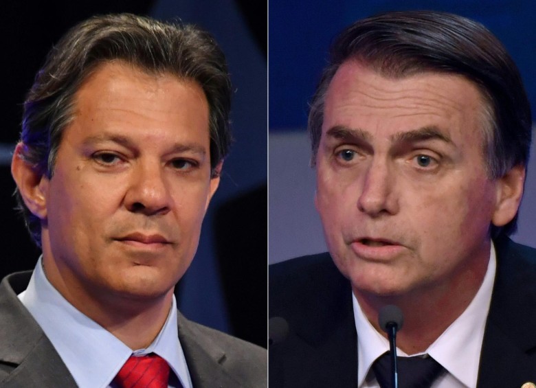 Fernando Haddad y Jair Bolsonaro son los dos candidatos con más opciones en las elecciones de Brasil. Foto: AFP