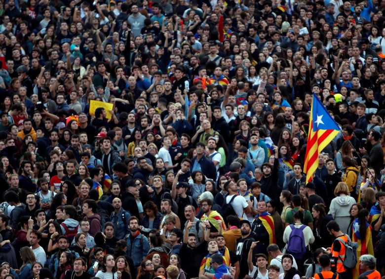Protestas independentistas en Barcelona el 16 de octubre. FOTO EFE