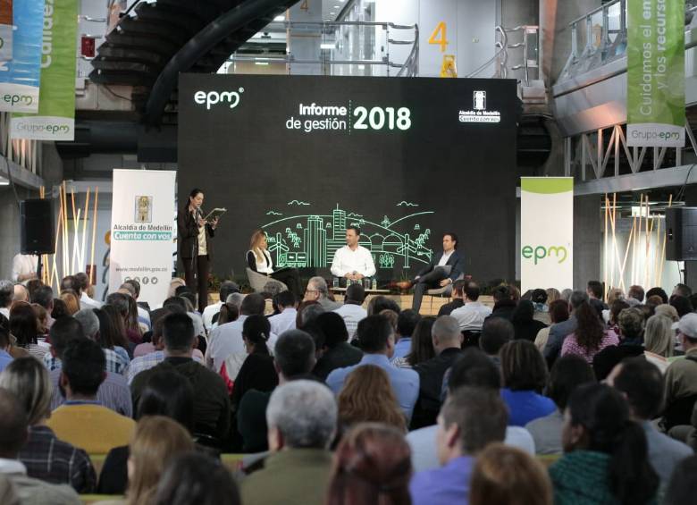 Presentación del informe de gestión de EPM en 2018 en el Edificio Inteligente. FOTO CORTESÍA EPM