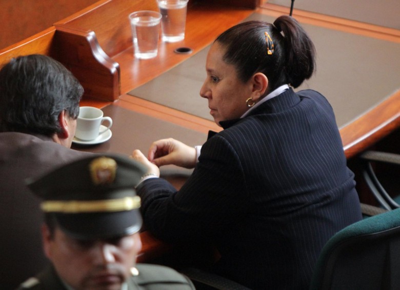 María del Pilar Hurtado se presentó ayer ante la Corte Suprema de Justicia para esperar la lectura del fallo. FOTO colprensa