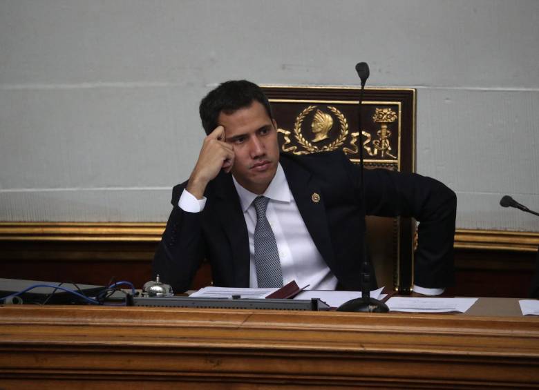 Presidente interino, Juan Guaidó, durante una sesión en el Parlamento venezolano. FOTO: EFE