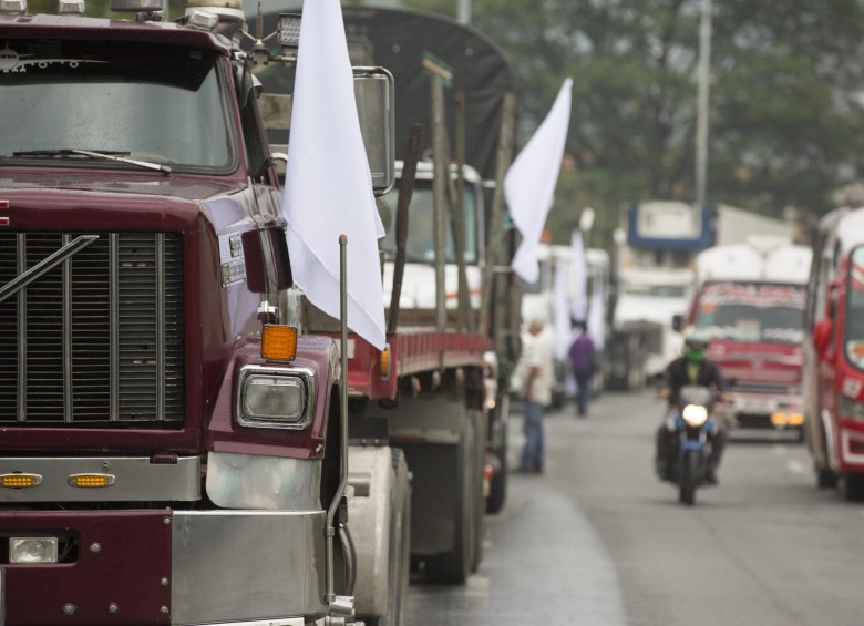 Protesta de transportadores en Medellín el pasado 17 de marzo. FOTO Edwin Bustamante Restrepo