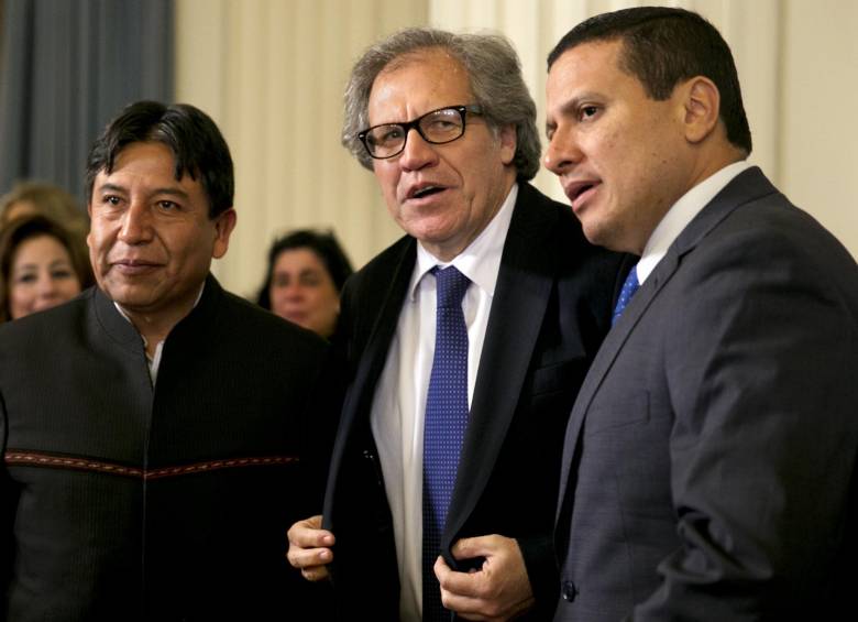 En la imagen, a la izquierda, el ministro de Relaciones Exteriores boliviano David Choquehuanca acompañado del Secretario General de la ONU, Luis Almagro y del ministro de Relaciones Exteriores de Guatemala Carlos Raul Morales. FOTO AP