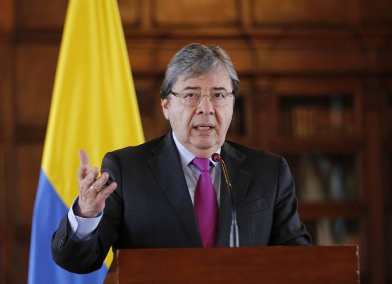 El Canciller Carlos Holmes Trujillo durante una rueda de prensa en Lima con motivo de la creación de Prosur. Foto: Colprensa